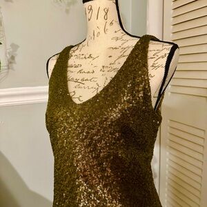 Gold/Green Sequin Sleeveless Top